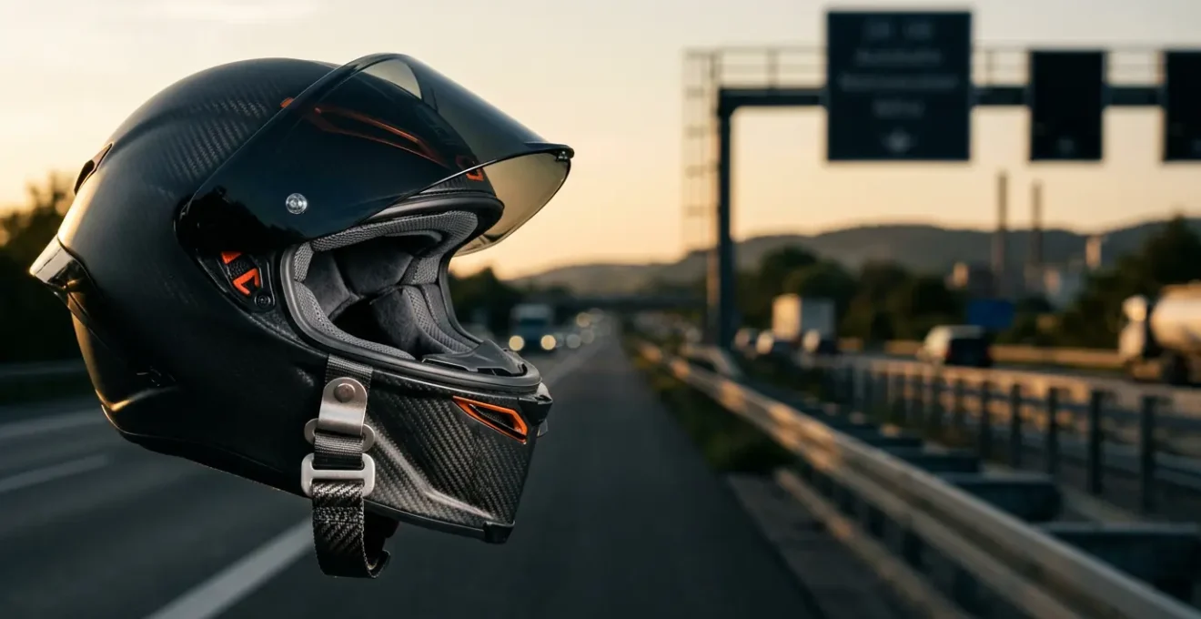 Integralhelm mit moderner ECE-22.06-Sicherheitstechnologie in deutscher Verkehrsumgebung