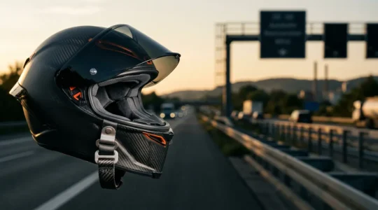 Integralhelm mit moderner ECE-22.06-Sicherheitstechnologie in deutscher Verkehrsumgebung