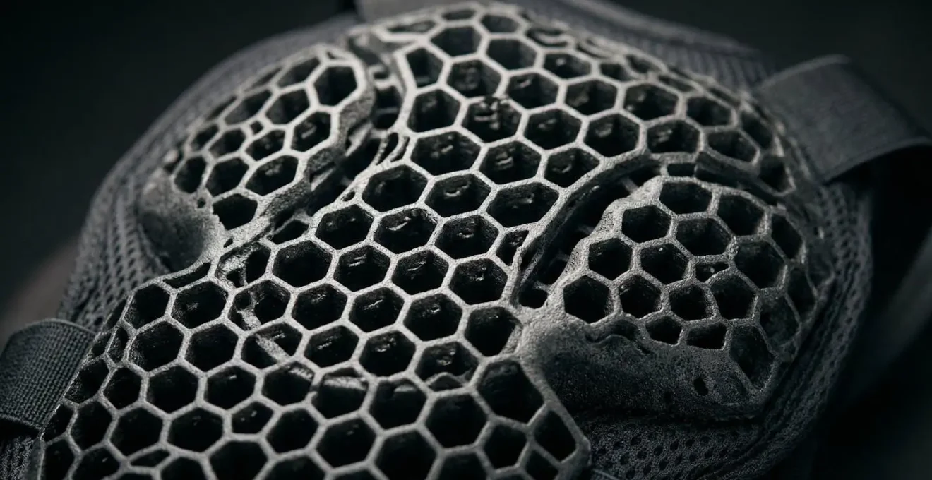 Detailansicht eines Level-2-Rückenprotektors mit sichtbaren Dämpfungselementen für Motorradfahrer