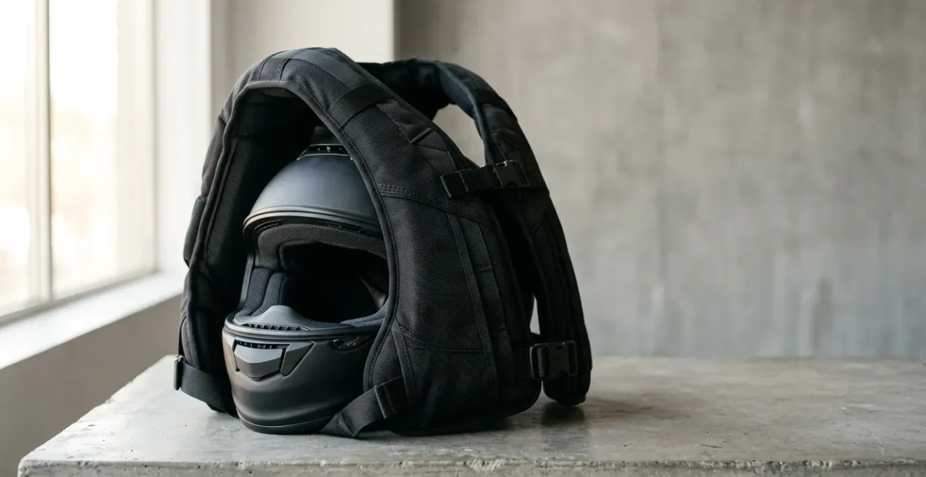 Nahaufnahme von hochwertigen Motorrad-Tourenstiefeln mit sichtbarem Knöchelschutz auf Motorrad-Fußraste