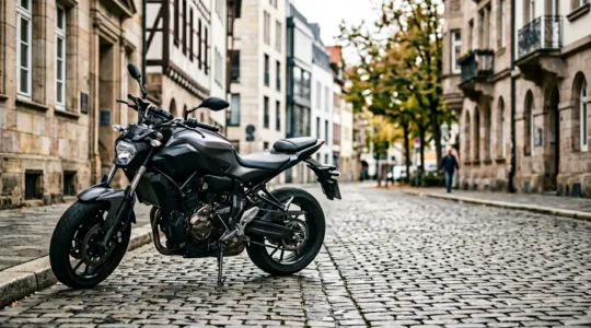 Naked Bike Motorrad im deutschen Stadtverkehr für tägliches Pendeln